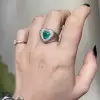 2ct Heart Cut Emerald Paved Halo Engagement Ring