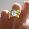 15mm Width 5ct Round Cut White Sapphire Bold Cocktail Ring