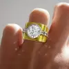 15mm Width 5ct Round Cut White Sapphire Bold Cocktail Ring