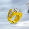 15mm Width 5ct Round Cut White Sapphire Bold Cocktail Ring