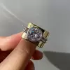 15mm Width 5ct Round Cut White Sapphire Bold Cocktail Ring