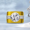 15mm Width 5ct Round Cut White Sapphire Bold Cocktail Ring