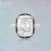 8ct Cushion Cut White Sapphire Two Tone Engagement Ring
