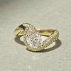 4.2ct Pear Cut Asymmetric Cloud Bypass Paved Engagement Ring