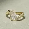4.2ct Pear Cut Asymmetric Cloud Bypass Paved Engagement Ring
