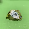 4.2ct Pear Cut Asymmetric Modern Engagement Ring