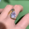 4.2ct Pear Cut Asymmetric Modern Engagement Ring