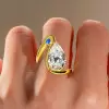 4.2ct Pear Cut Asymmetric Modern Engagement Ring