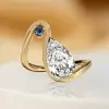 4.2ct Pear Cut Asymmetric Modern Engagement Ring