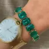 48ctw Gradient Size Emerald Statement Bracelet