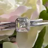 5ct Asscher Cut White Sapphire Simple Bypass Bangle