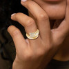 Flush Set Asymmetric Contemporary Cocktail Ring