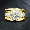 16mm Width 5ct Round Cut White Sapphire Bold Cocktail Ring