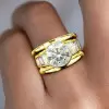16mm Width 5ct Round Cut White Sapphire Bold Cocktail Ring