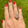 6.2ct Tilted Pear Cut Simple Two Tone Engagement Ring