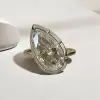 6.2ct Tilted Pear Cut Simple Two Tone Engagement Ring