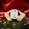 6ct Emerald Cut Love Hands Promise Ring