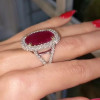 8.2ct Cushion Cut Ruby Paved Halo Cocktail Ring