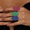 9ctw Multi-cut Multicolor Sapphire Wide Cocktail Ring