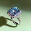 10ct Asscher Cut Aquamarine Vintage Halo Cocktail Ring
