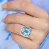 10ct Asscher Cut Aquamarine Vintage Halo Cocktail Ring