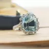 10ct Asscher Cut Aquamarine Vintage Halo Cocktail Ring