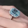 10ct Asscher Cut Aquamarine Vintage Halo Cocktail Ring