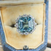 10ct Asscher Cut Aquamarine Vintage Halo Cocktail Ring