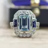 4ct Emerald Cut Aquamarine Art-deco Cocktail Ring