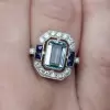 4ct Emerald Cut Aquamarine Art-deco Cocktail Ring