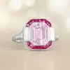 6ct Emerald Cut Pink Sapphire Vintage Engagement Ring