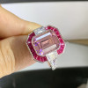 6ct Emerald Cut Pink Sapphire Vintage Engagement Ring