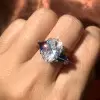 5ct Oval Cut Three Stone Art Deco Engagement Ring