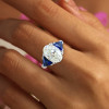 5ct Oval Cut Three Stone Art Deco Engagement Ring