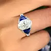 5ct Oval Cut Three Stone Art Deco Engagement Ring