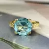 5ct Round Cut Aquamarine Vintage Engagement Ring