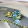 5ct Round Cut Aquamarine Vintage Engagement Ring