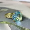 5ct Round Cut Aquamarine Vintage Engagement Ring
