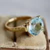 5ct Round Cut Aquamarine Vintage Engagement Ring