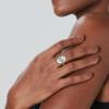 5.8ct Oval Cut White Sapphire Two Tone Engagement Ring