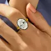 5.8ct Oval Cut White Sapphire Two Tone Engagement Ring