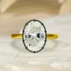 5.8ct Oval Cut White Sapphire Two Tone Engagement Ring