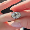 5.8ct Oval Cut White Sapphire Two Tone Engagement Ring