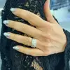 Flush Set White Sapphire Matte Starry Band Ring