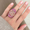 6ctw Fuchsia Pink Sapphire and Rose Quartz Cocktail Ring