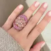 6ctw Fuchsia Pink Sapphire and Rose Quartz Cocktail Ring