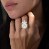 3ct Pear Cut White Sapphire Vintage Crown Ring