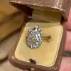 3ct Pear Cut White Sapphire Vintage Crown Ring