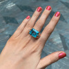 14ct Emerald Cut Aquamarine Vintage Cocktail Ring