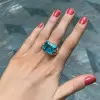 14ct Emerald Cut Aquamarine Vintage Cocktail Ring